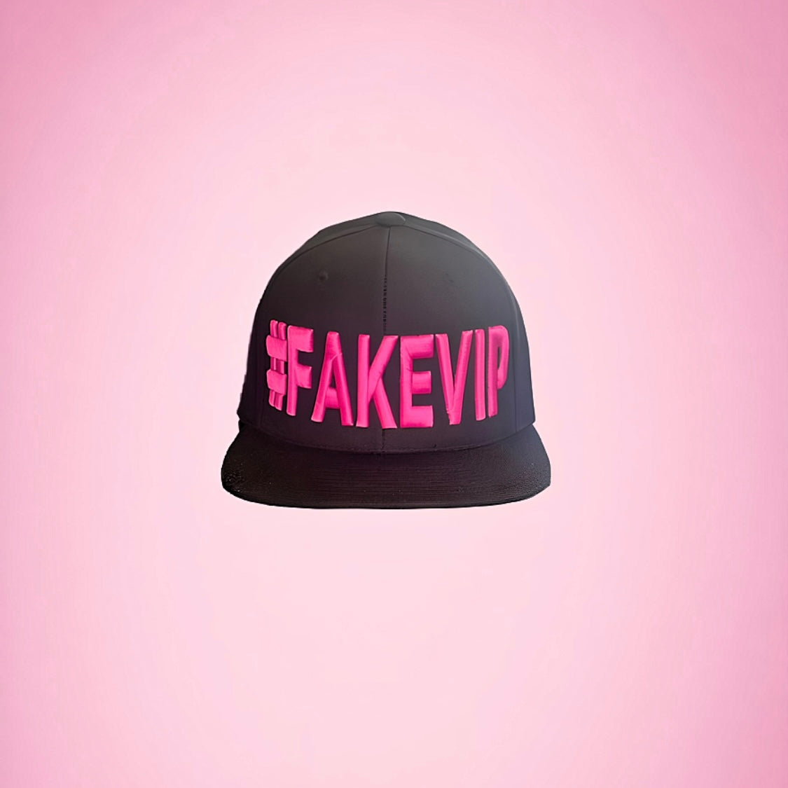 #FAKEVIP- Black hat with Pink Lettering