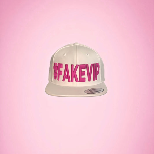 #FAKEVIP- White hat with Pink Lettering