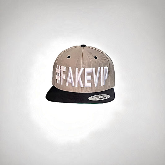 #FAKEVIP- Heather Grey hat with Black Bill and White Lettering