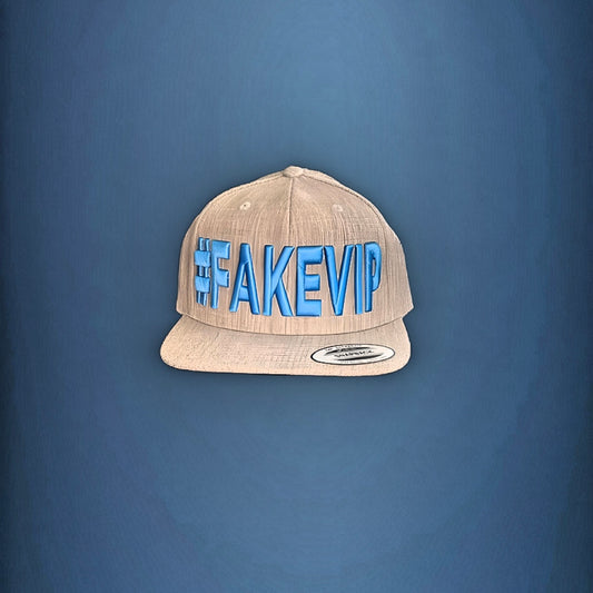 #FAKEVIP- Heather Grey hat with Blue Lettering