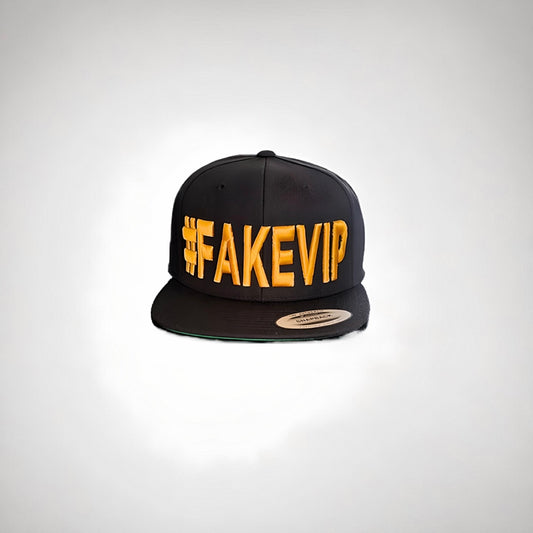 #FAKEVIP- Black hat with Gold Lettering