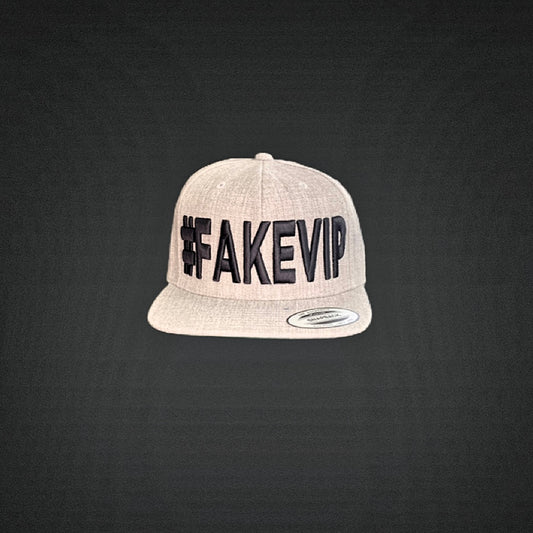 #FAKEVIP- Heather Grey hat with Black Lettering