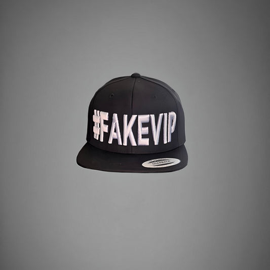 #FAKEVIP- Black hat with Silver Lettering
