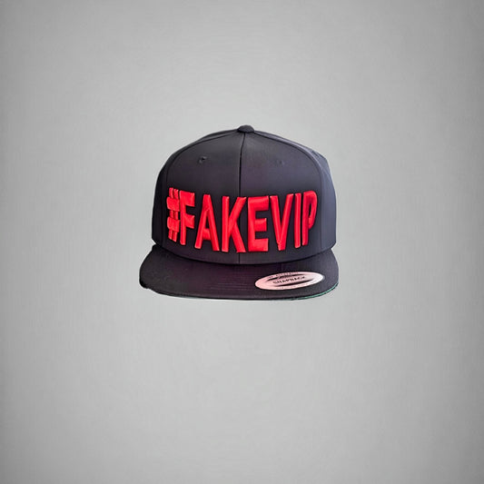 #FAKEVIP- Black hat with Red Lettering