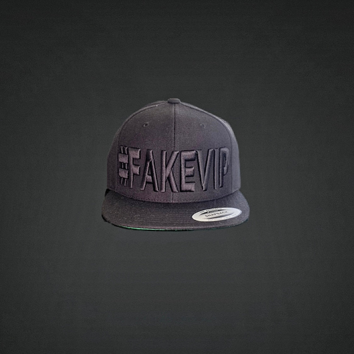 #FAKEVIP- Black hat with Black Lettering