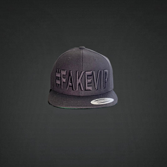 #FAKEVIP- Black hat with Black Lettering