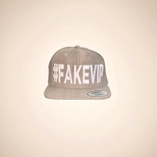 #FAKEVIP- Heather Grey hat with White Lettering